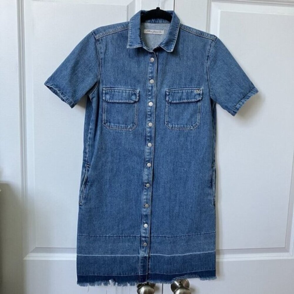 Mavi Jeans Dress Womens Caroline Denim Button Front Shirt Dress Coastal Boho
